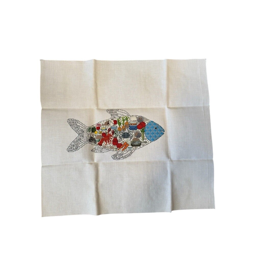 Pegasus Publication Whats Cooking Fish‎ Sampler Finished Cross Stitch Kitchen